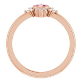 14K Gold Round Natural Pink Tourmaline Halo-Style Ring - Rose Gold - view 2