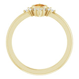 14K Gold Round Natural Citrine Halo-Style Ring - Yellow Gold - view 2