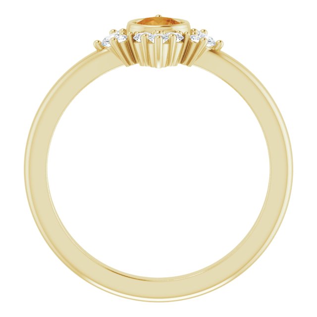 14K Gold Round Natural Citrine Halo-Style Ring - Yellow Gold - view 2