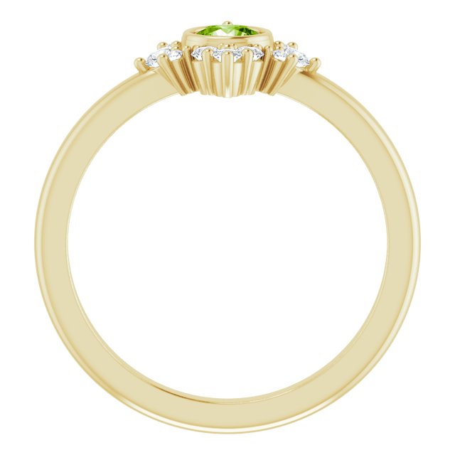 14K Gold Round Natural Peridot Halo-Style Ring - Yellow Gold - view 2