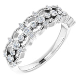 14K Gold Round Natural Diamond Accented Ring II - White Gold