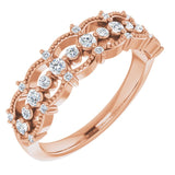 14K Gold Round Natural Diamond Accented Ring II - Rose Gold