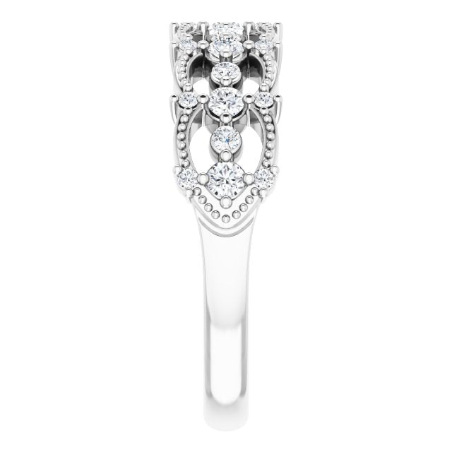 14K Gold Round Natural Diamond Accented Ring II - White Gold - view 4