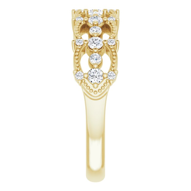14K Gold Round Natural Diamond Accented Ring II - Yellow Gold - view 4