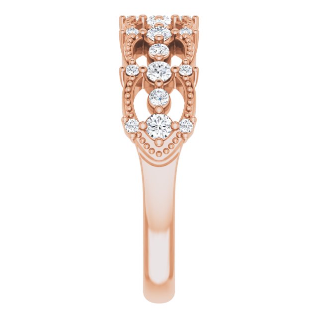 14K Gold Round Natural Diamond Accented Ring II - Rose Gold - view 4