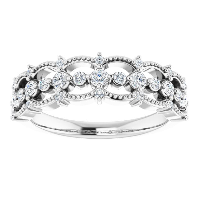 Platinum Round Natural Diamond Accented Ring II - view 3