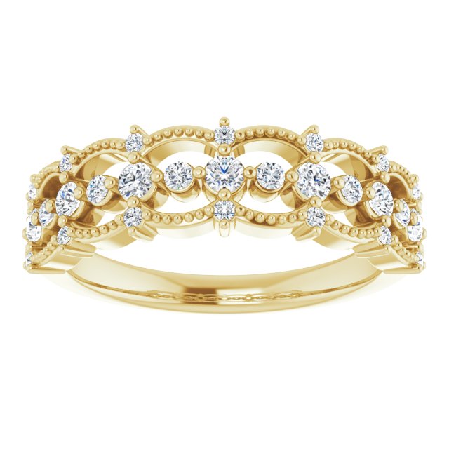 14K Gold Round Natural Diamond Accented Ring II - Yellow Gold - view 3