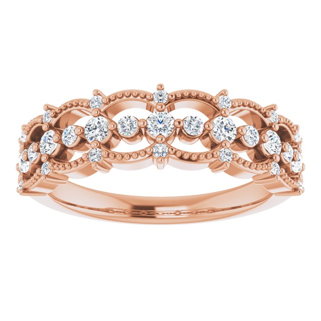 14K Gold Round Natural Diamond Accented Ring II - Rose Gold - view 3