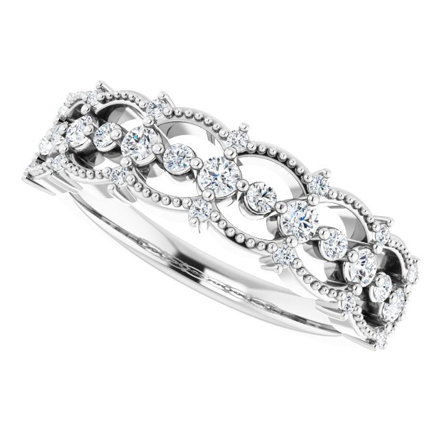 Platinum Round Natural Diamond Accented Ring II - view 5