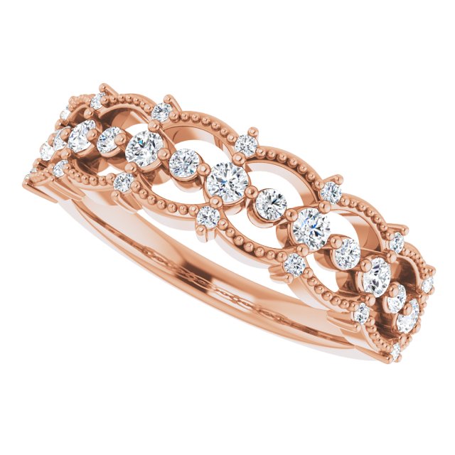 14K Gold Round Natural Diamond Accented Ring II - Rose Gold - view 5