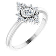 Platinum Round Natural Diamond Halo-Style Ring – 4mm Stones