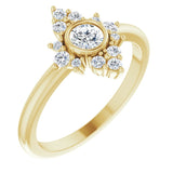 14K Gold Round Natural White Sapphire Halo-Style Ring - Yellow Gold
