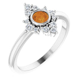 Platinum Round Natural Citrine Halo-Style Ring
