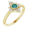 14K Gold Round Lab-Grown Alexandrite Halo-Style Ring - Yellow Gold