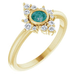 14K Gold Round Lab-Grown Alexandrite Halo-Style Ring - Yellow Gold