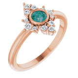 14K Gold Round Lab-Grown Alexandrite Halo-Style Ring - Rose Gold