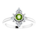 Platinum Round Natural Peridot Halo-Style Ring - view 3