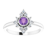 Platinum Round Natural Amethyst Halo-Style Ring – 4mm Stones - view 3