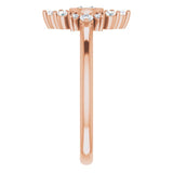 14K Gold Round Natural White Sapphire Halo-Style Ring - Rose Gold - view 4