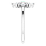 14K Gold Round Natural Emerald Halo-Style Ring - White Gold - view 4