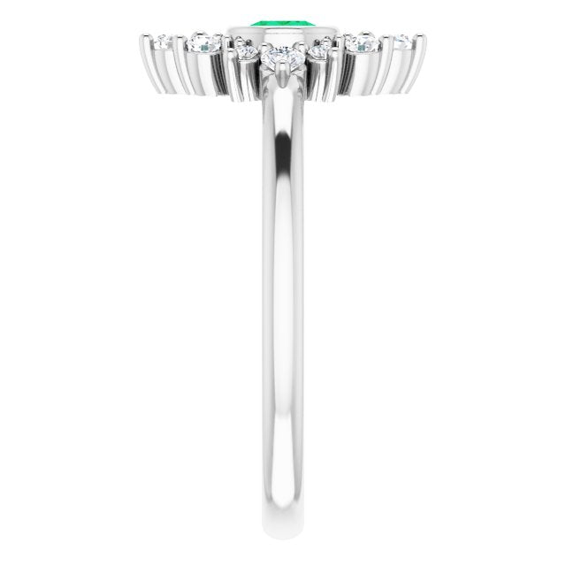 Platinum Round Lab-Grown Emerald Halo-Style Ring - view 4