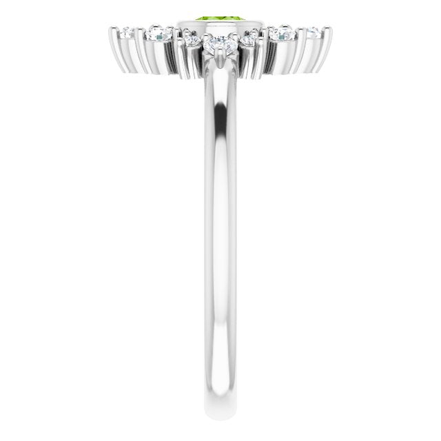 Platinum Round Natural Peridot Halo-Style Ring - view 4