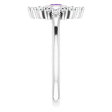 14K Gold Round Natural Amethyst Halo-Style Ring – 4mm Stones - White Gold - view 4