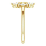 14K Gold Round Natural Amethyst Halo-Style Ring – 4mm Stones - Yellow Gold - view 4