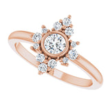 14K Gold Round Natural White Sapphire Halo-Style Ring - Rose Gold - view 5