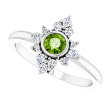 Platinum Round Natural Peridot Halo-Style Ring - view 5