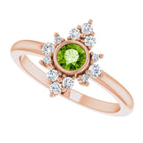 14K Gold Round Natural Peridot Halo-Style Ring - Rose Gold - view 5
