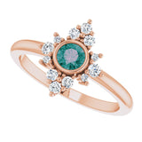 14K Gold Round Lab-Grown Alexandrite Halo-Style Ring - Rose Gold - view 5