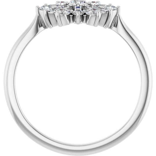 14K Gold Round Natural Diamond Vintage-Inspired Ring - White Gold - view 2