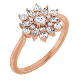 14K Gold Round Natural Diamond Vintage-Inspired Ring - Rose Gold