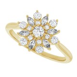 14K Gold Round Natural Diamond Vintage-Inspired Ring - Yellow Gold - view 5