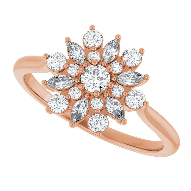 14K Gold Round Natural Diamond Vintage-Inspired Ring - Rose Gold - view 5