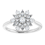 Platinum Round Natural Diamond Vintage-Inspired Ring - view 3