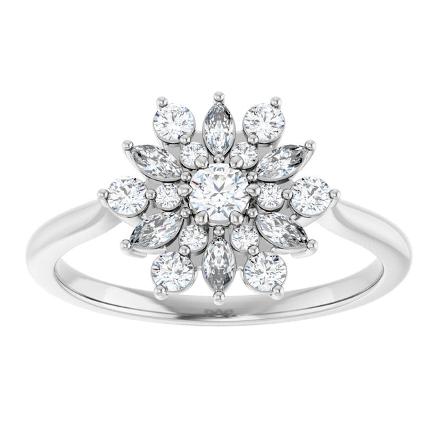 Platinum Round Natural Diamond Vintage-Inspired Ring - view 3