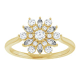 14K Gold Round Natural Diamond Vintage-Inspired Ring - Yellow Gold - view 3