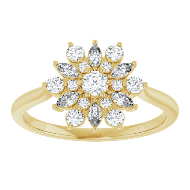 14K Gold Round Natural Diamond Vintage-Inspired Ring - Yellow Gold - view 3