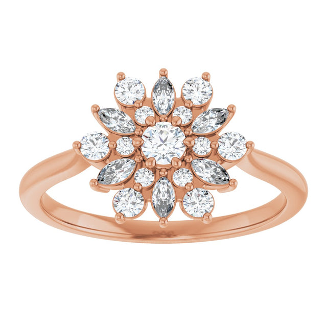 14K Gold Round Natural Diamond Vintage-Inspired Ring - Rose Gold - view 3