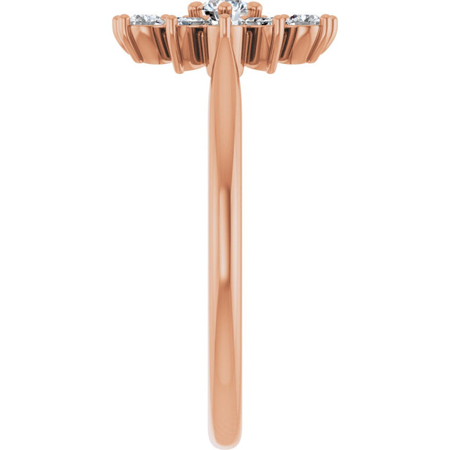 14K Gold Round Natural Diamond Vintage-Inspired Ring - Rose Gold - view 4