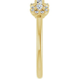 14K Gold Oval Natural Diamond Three-Stone Halo-Style Anniversary Band - Yellow Gold - view 4