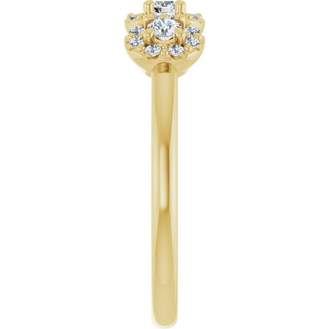 14K Gold Oval Natural Diamond Three-Stone Halo-Style Anniversary Band - Yellow Gold - view 4