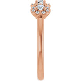 14K Gold Oval Natural Diamond Three-Stone Halo-Style Anniversary Band - Rose Gold - view 4