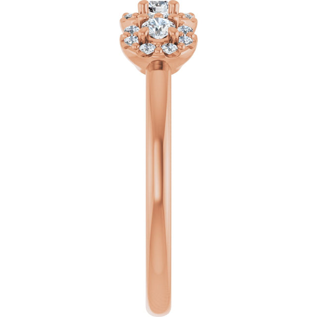 14K Gold Oval Natural Diamond Three-Stone Halo-Style Anniversary Band - Rose Gold - view 4