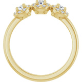 14K Gold Oval Natural Diamond Three-Stone Halo-Style Anniversary Band - Yellow Gold - view 2