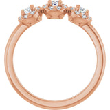 14K Gold Oval Natural Diamond Three-Stone Halo-Style Anniversary Band - Rose Gold - view 2