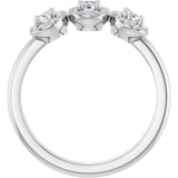 Platinum Oval Natural Diamond Three-Stone Halo-Style Anniversary Band - view 2