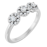 Platinum Oval Natural Diamond Three-Stone Halo-Style Anniversary Band